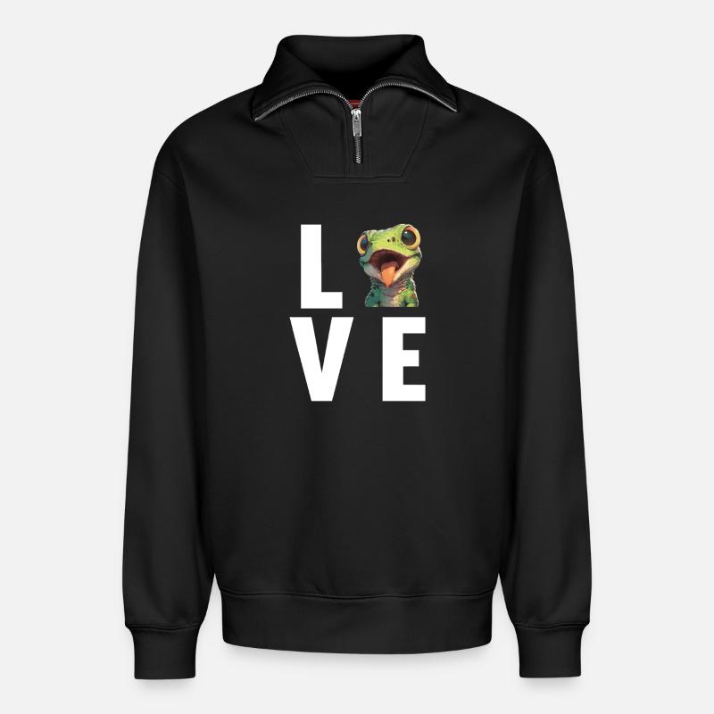 Eidechsen Eidechse - Relaxed Unisex Organic Half Zip Sweatshirt – von SPREAD - Schwarz