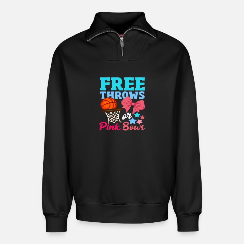 Freiwürfe Oder Schleifen Basketball - Relaxed Unisex Organic Half Zip Sweatshirt – von SPREAD - Schwarz
