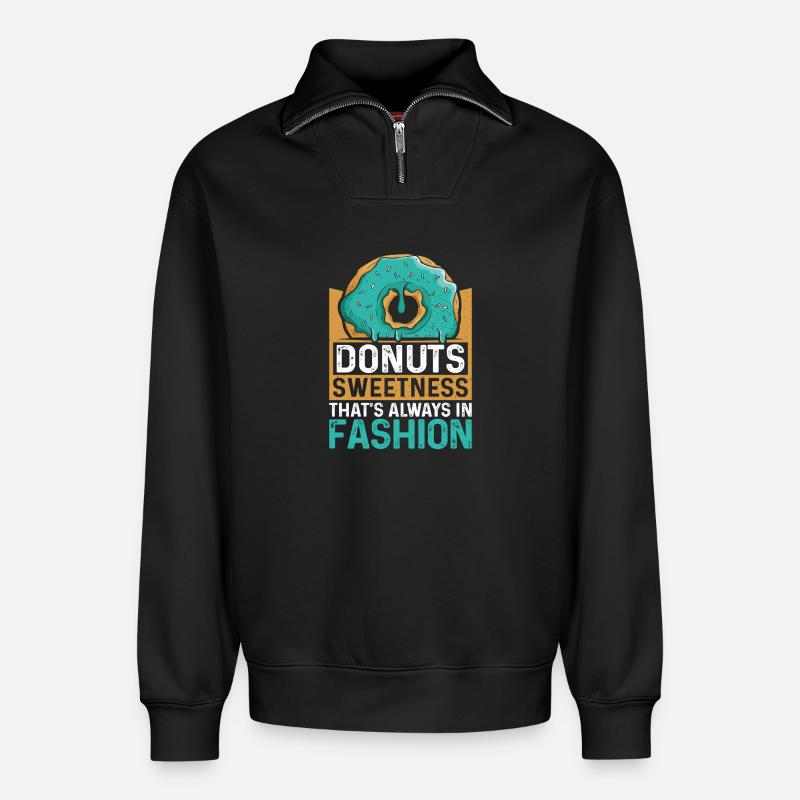Restauration rapide en donuts - Sweat unisexe décontracté en coton biologique à demi-zip – de SPREAD - noir