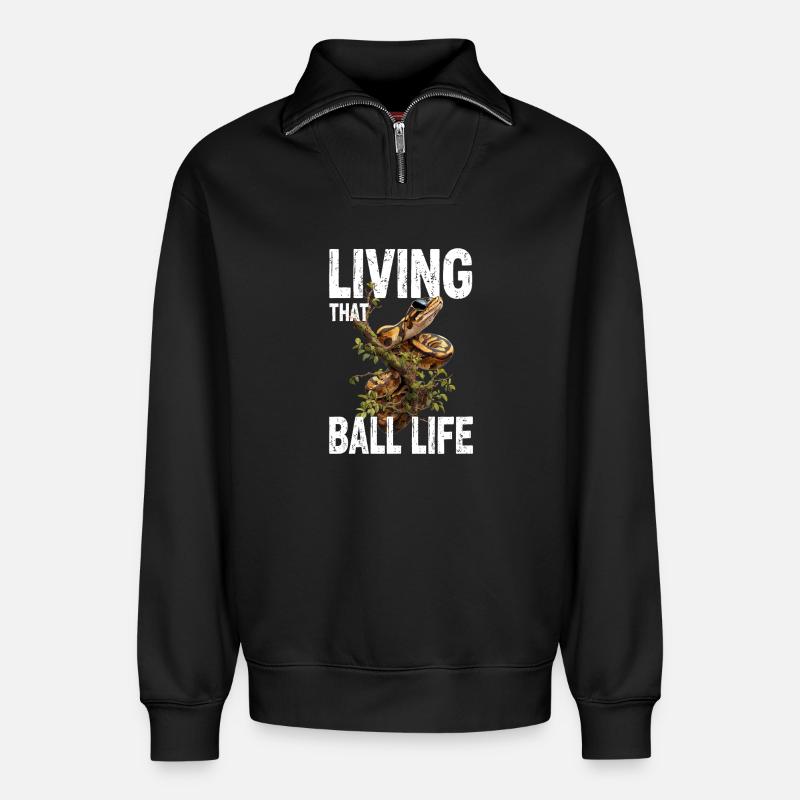 Königspython Schlangen Liebhaber Terrarium Python - Relaxed Unisex Organic Half Zip Sweatshirt – von SPREAD - Schwarz