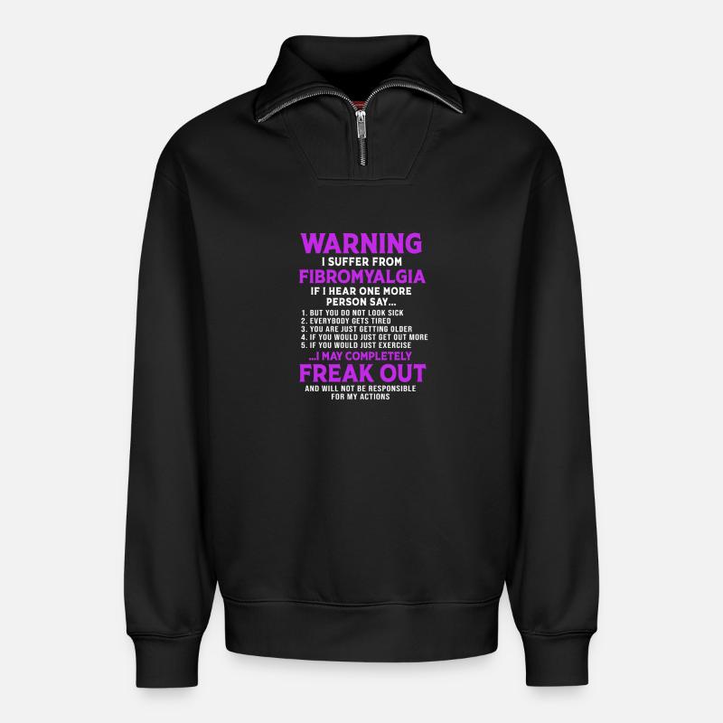 Fibromyalgie Fibro - Relaxed Unisex Organic Half Zip Sweatshirt – von SPREAD - Schwarz