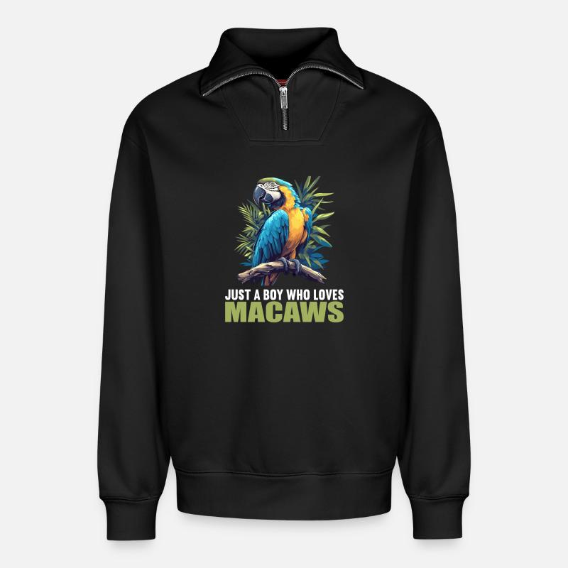 Macaw's Era - Relaxed Unisex Organic Half Zip Sweatshirt – by SPREAD - black