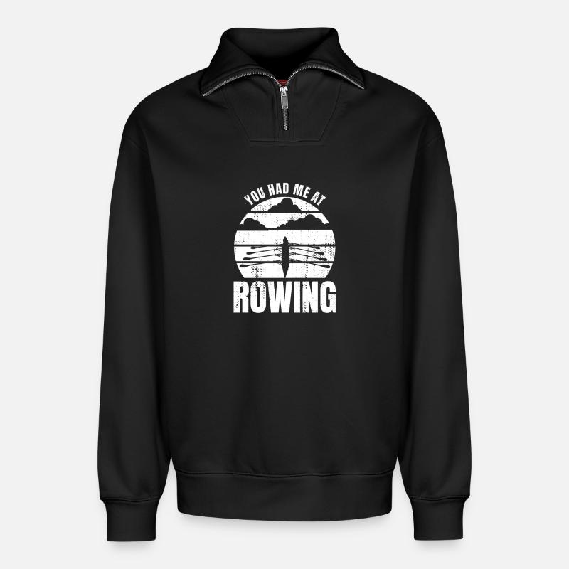 Ruderer Spruch - Relaxed Unisex Organic Half Zip Sweatshirt – von SPREAD - Schwarz