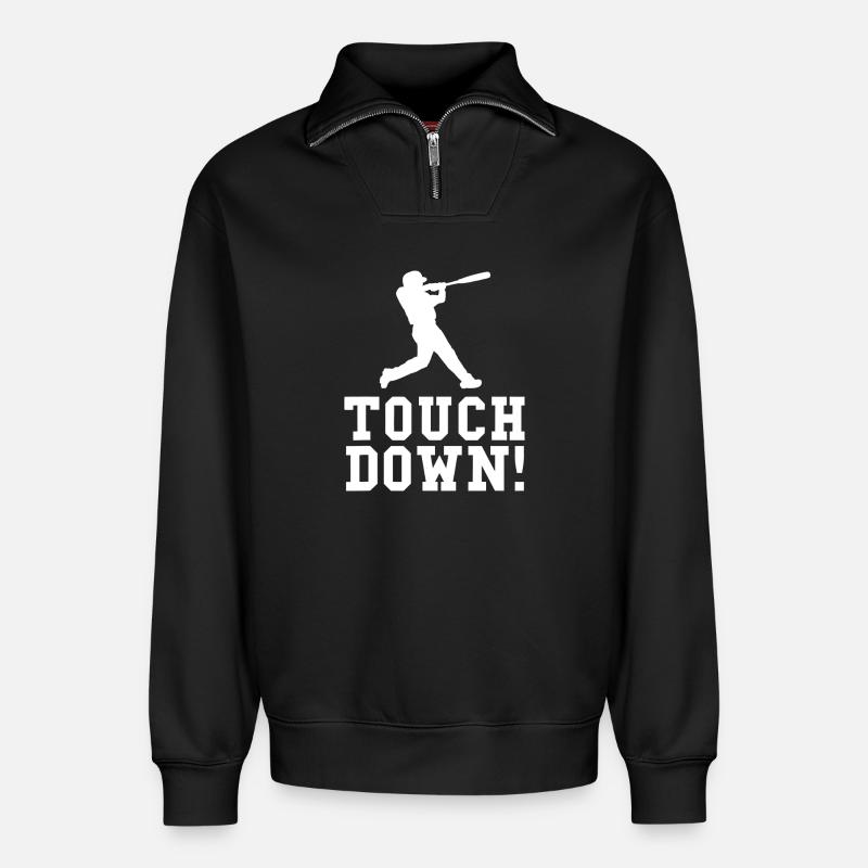 Tee silhouette d’atterrissage - Sweat unisexe décontracté en coton biologique à demi-zip – de SPREAD - noir