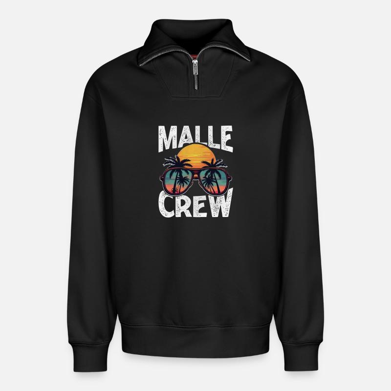 Malle Crew - Relaxed Unisex Organic Half Zip Sweatshirt – von SPREAD - Schwarz