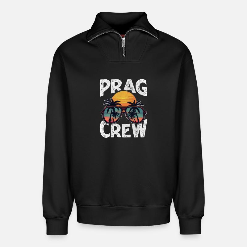 Prag Crew - Relaxed Unisex Organic Half Zip Sweatshirt – von SPREAD - Schwarz