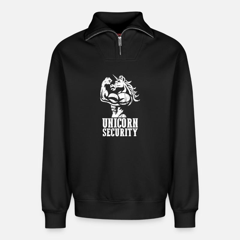 Einhorn-Sicherheitsemblem - Relaxed Unisex Organic Half Zip Sweatshirt – von SPREAD - Schwarz
