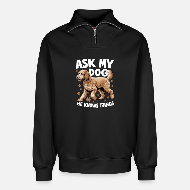 Goldendoodle Dog Breed - Relaxed Unisex Organic Half Zip Sweatshirt – von SPREAD - Schwarz