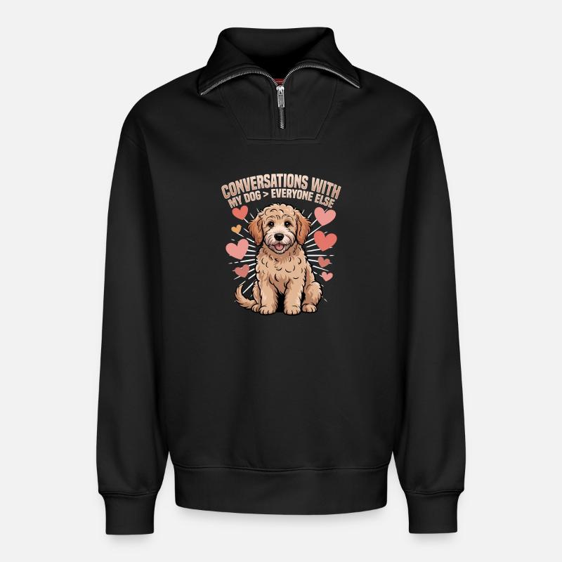 Goldendoodle Dog Breed - Relaxed Unisex Organic Half Zip Sweatshirt – von SPREAD - Schwarz