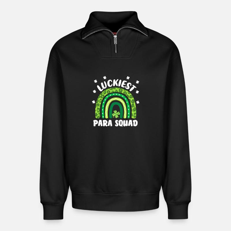 Équipe para-parachute la plus chanceuse - Sweat unisexe décontracté en coton biologique à demi-zip – de SPREAD - noir