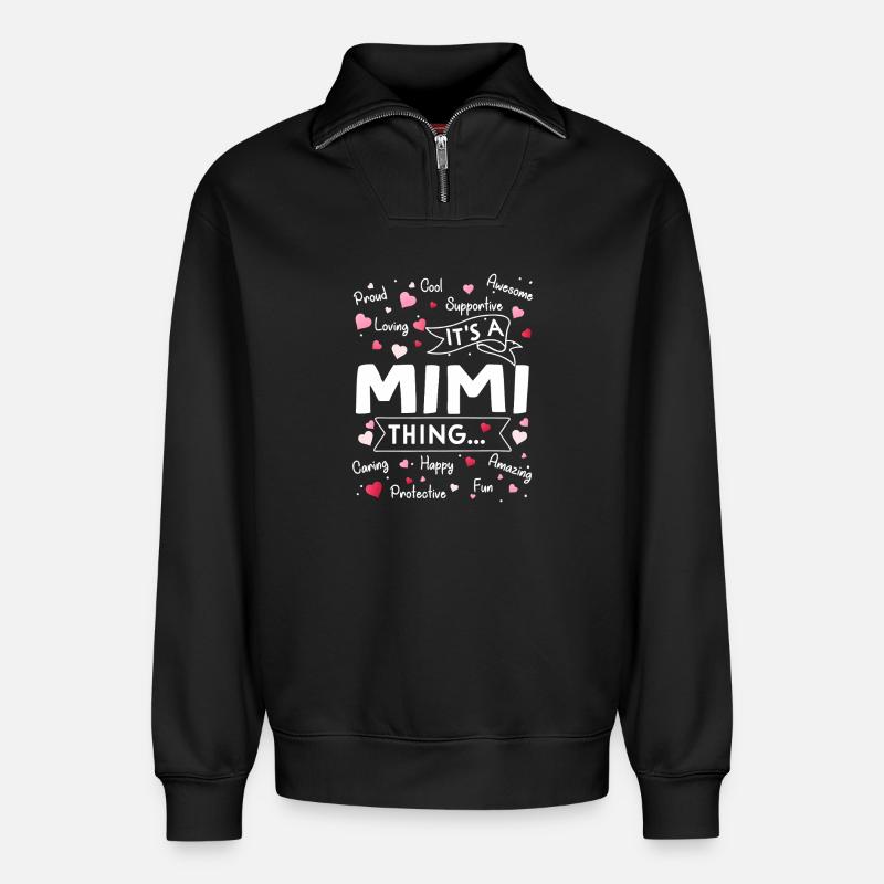 Das ist eine Mimi-Sache - Relaxed Unisex Organic Half Zip Sweatshirt – von SPREAD - Schwarz