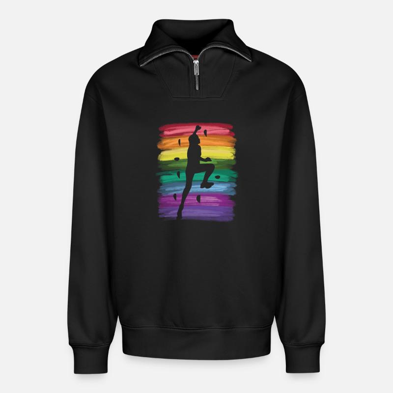 Bloc de bloc de Boulderer - Sweat unisexe décontracté en coton biologique à demi-zip – de SPREAD - noir
