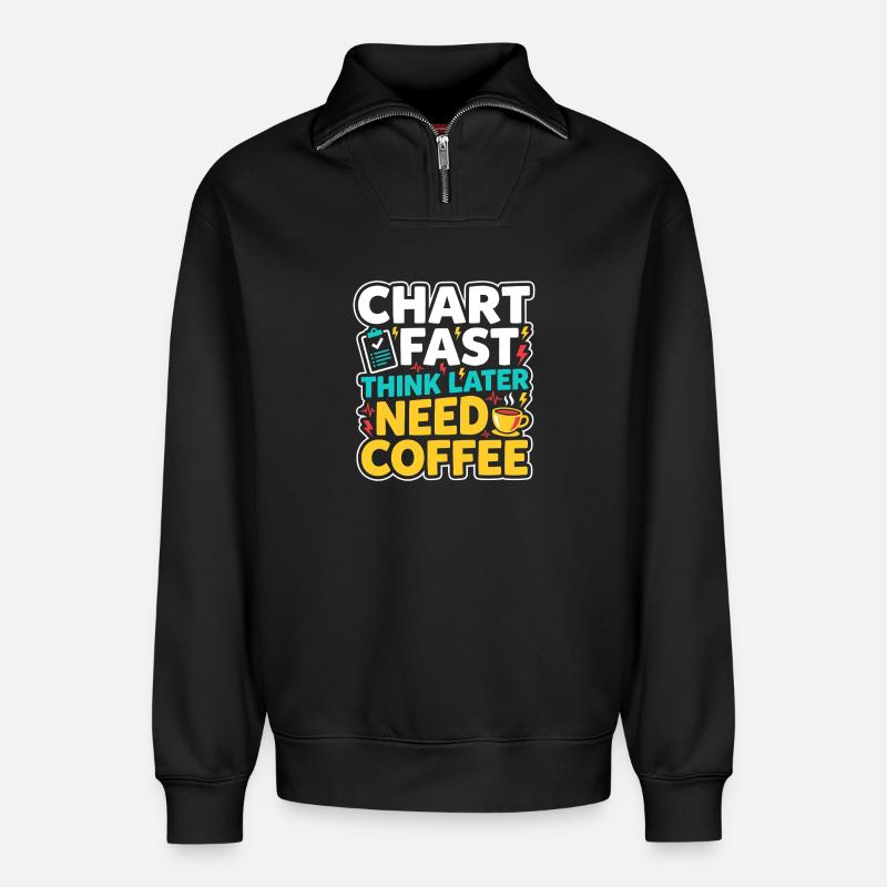 Nachtschicht-krankenschwester, Müde - Relaxed Unisex Organic Half Zip Sweatshirt – von SPREAD - Schwarz