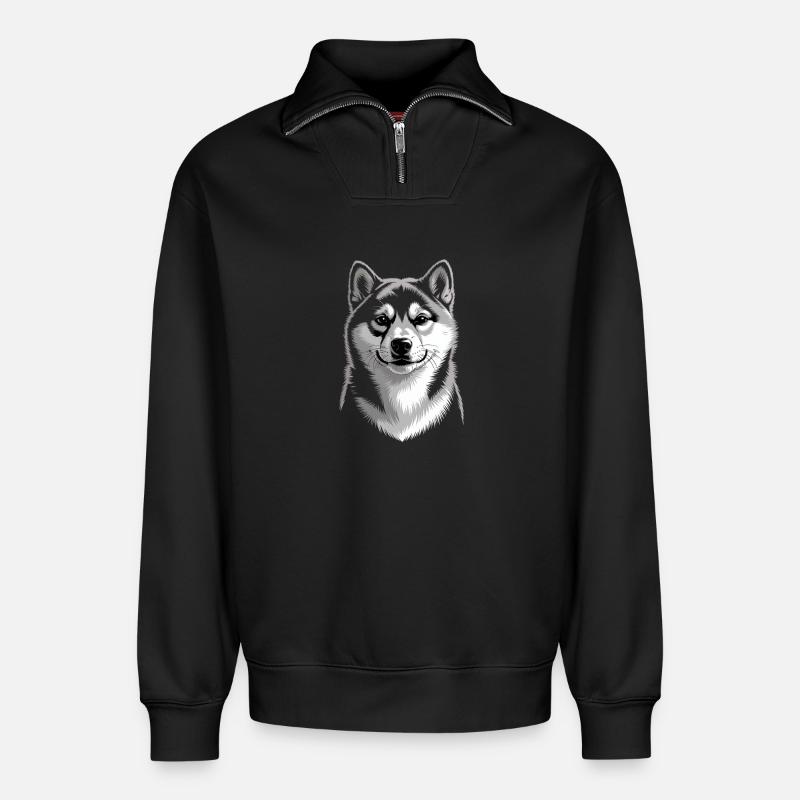 Husky - Relaxed Unisex Organic Half Zip Sweatshirt – von SPREAD - Schwarz