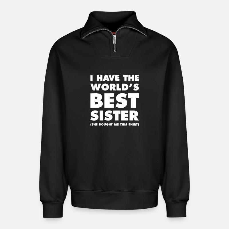 Die beste Schwester-Tee der Welt - Relaxed Unisex Organic Half Zip Sweatshirt – von SPREAD - Schwarz