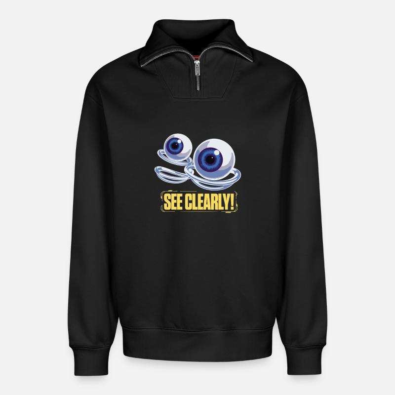 See Clearly Eye Graphic - Relaxed Unisex Organic Half Zip Sweatshirt – von SPREAD - Schwarz
