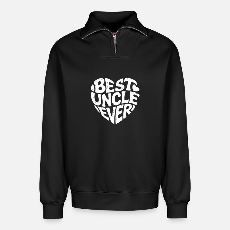 best uncle ever - Relaxed Unisex Organic Half Zip Sweatshirt – von SPREAD - Schwarz