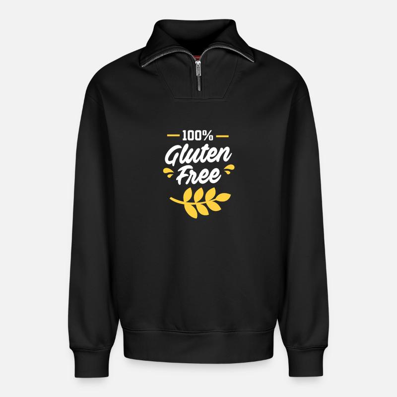 Glutenfrei - Relaxed Unisex Organic Half Zip Sweatshirt – von SPREAD - Schwarz