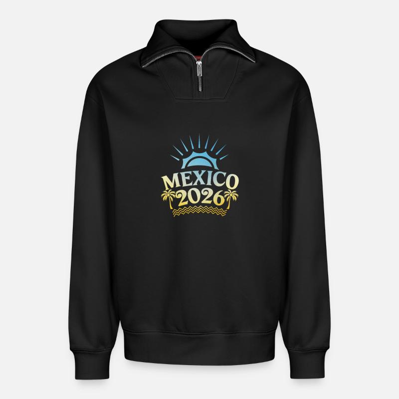 Mexiko 2026 Bunt - Relaxed Unisex Organic Half Zip Sweatshirt – von SPREAD - Schwarz