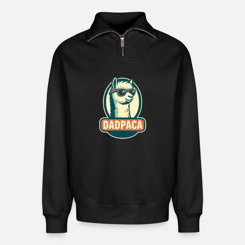 Dadpaca No Probllama - Relaxed Unisex Organic Half Zip Sweatshirt – von SPREAD - Schwarz