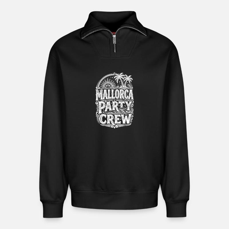 Mallorca Party Crew - Relaxed Unisex Organic Half Zip Sweatshirt – von SPREAD - Schwarz
