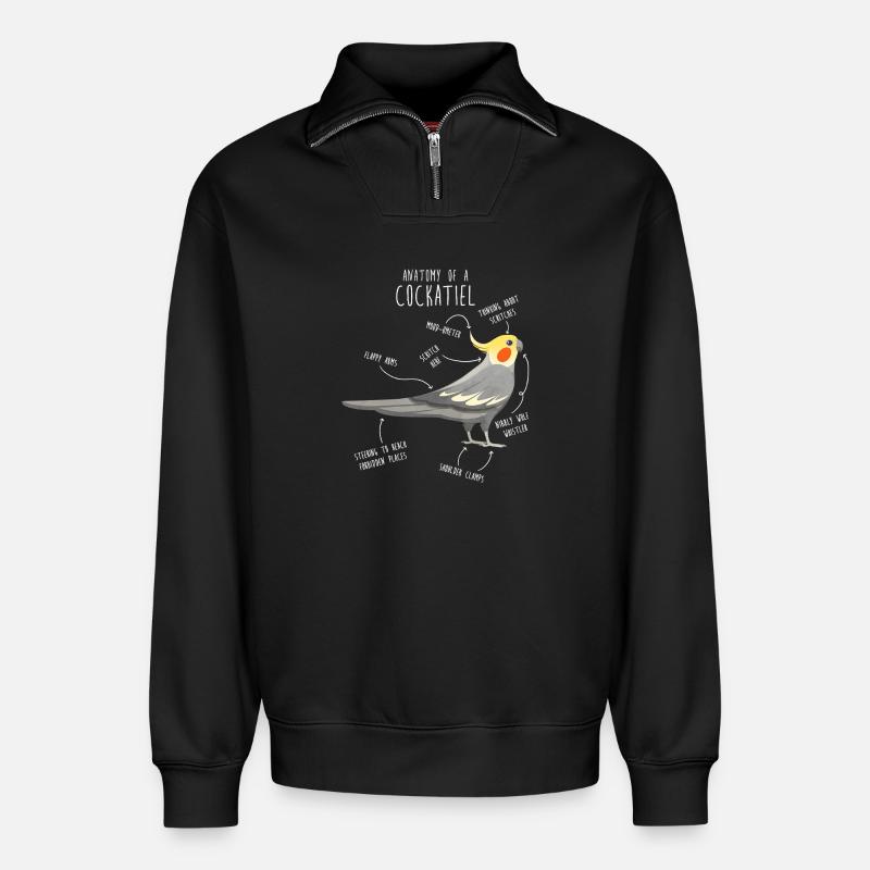 Nymphensittich-Anatomie - Relaxed Unisex Organic Half Zip Sweatshirt – von SPREAD - Schwarz