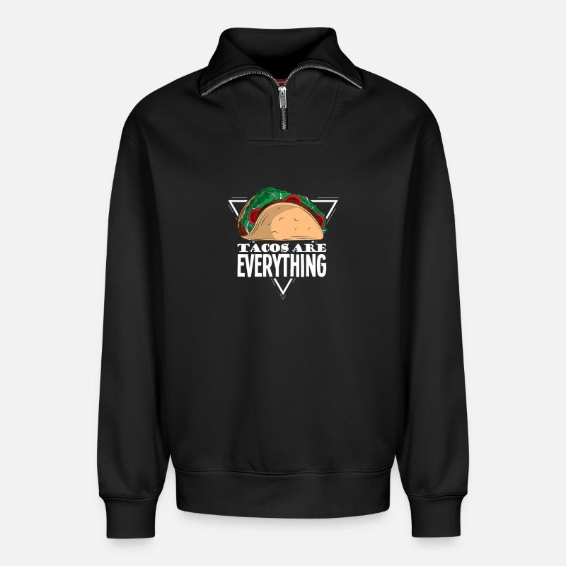 Tacos are everything - Relaxed Unisex Organic Half Zip Sweatshirt – by SPREAD - black