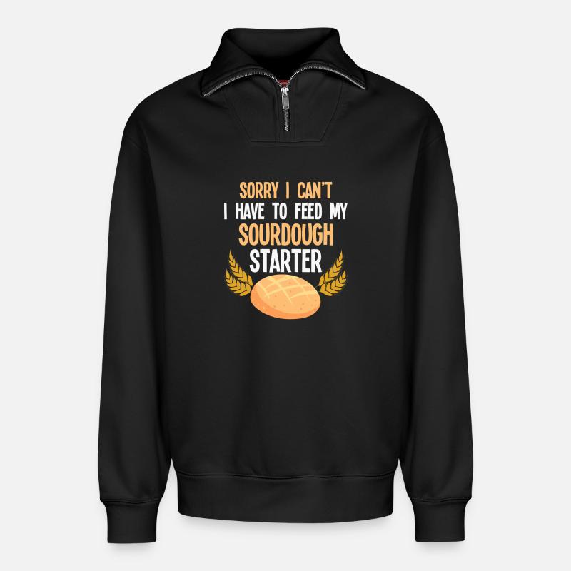 Sourdough Starter Saying - Relaxed Unisex Organic Half Zip Sweatshirt – by SPREAD - black