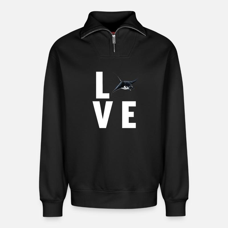 Rays Manta Rays - Relaxed Unisex Organic Half Zip Sweatshirt – by SPREAD - black