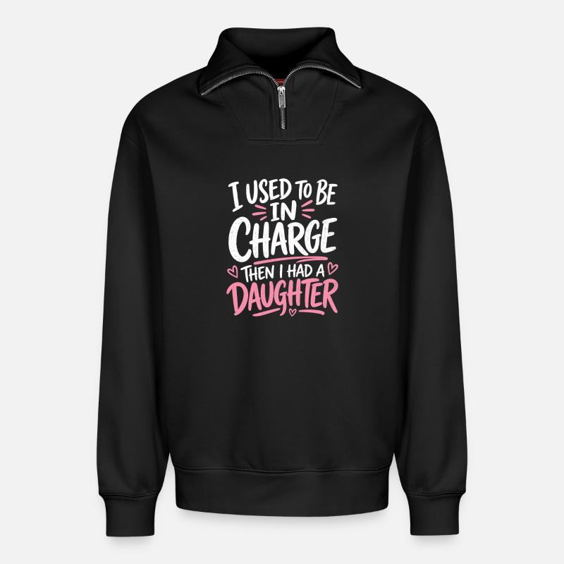 Muttersein: Vom Chef zur Tochter - Relaxed Unisex Organic Half Zip Sweatshirt – von SPREAD - Schwarz
