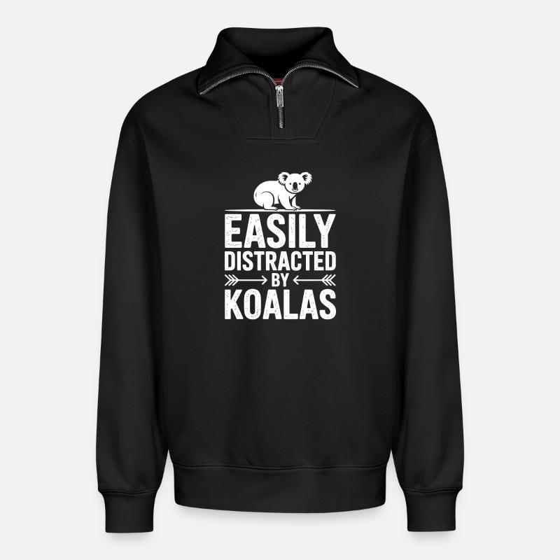 Koala Sprüche Koalas Lustiges Koala Geschenk - Relaxed Unisex Organic Half Zip Sweatshirt – von SPREAD - Schwarz