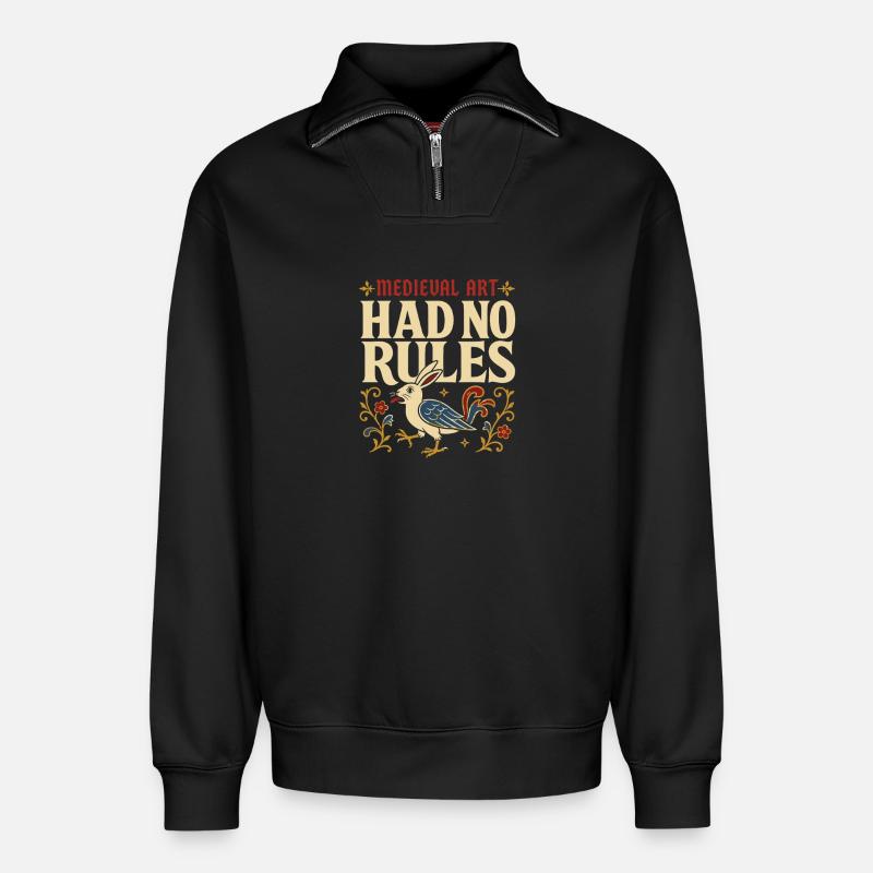 Mittelalterliche Marginalien. Seltsames - Relaxed Unisex Organic Half Zip Sweatshirt – von SPREAD - Schwarz