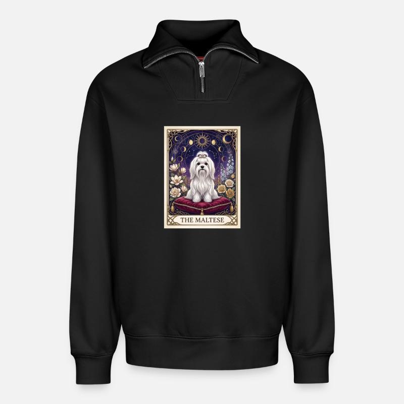 Der Malteser im Sternenhimmel - Relaxed Unisex Organic Half Zip Sweatshirt – von SPREAD - Schwarz