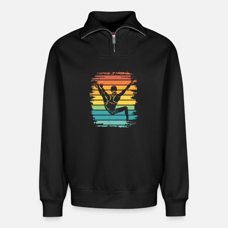 Boulderer Boulder Bouldern - Relaxed Unisex Organic Half Zip Sweatshirt – von SPREAD - Schwarz