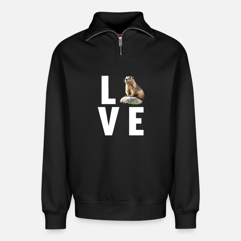 Murmeltiere Murmeltier - Relaxed Unisex Organic Half Zip Sweatshirt – von SPREAD - Schwarz