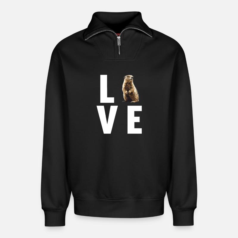 Murmeltiere Murmeltier - Relaxed Unisex Organic Half Zip Sweatshirt – von SPREAD - Schwarz
