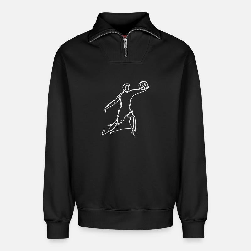 Volleyball Player Sketch - Relaxed Unisex Organic Half Zip Sweatshirt – by SPREAD - black