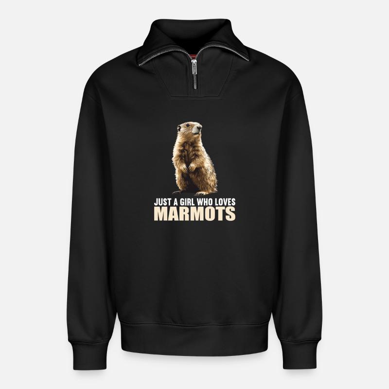 Murmeltiere Murmeltier - Relaxed Unisex Organic Half Zip Sweatshirt – von SPREAD - Schwarz