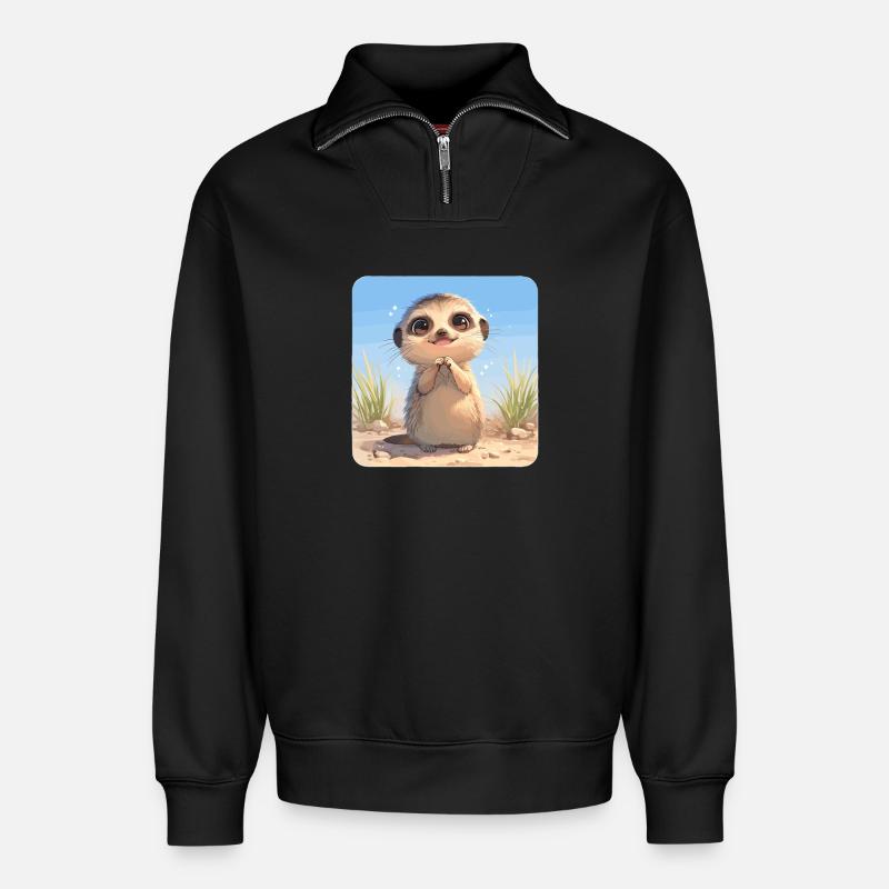 Meerkat Erdmännchen - Relaxed Unisex Organic Half Zip Sweatshirt – von SPREAD - Schwarz