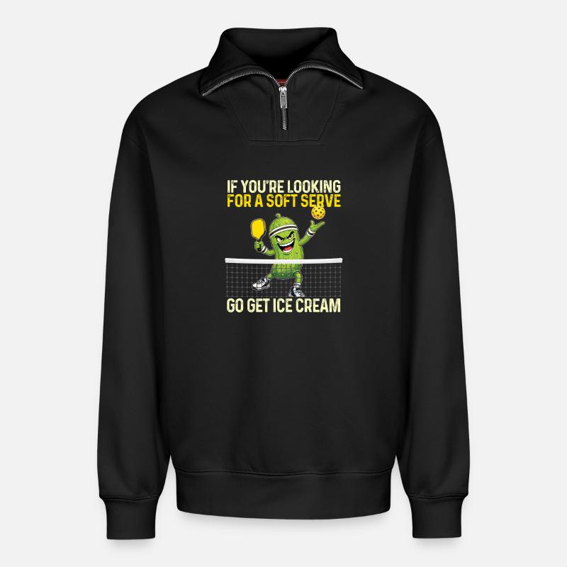 Softserver Cream Pickleball - Relaxed Unisex Organic Half Zip Sweatshirt – von SPREAD - Schwarz