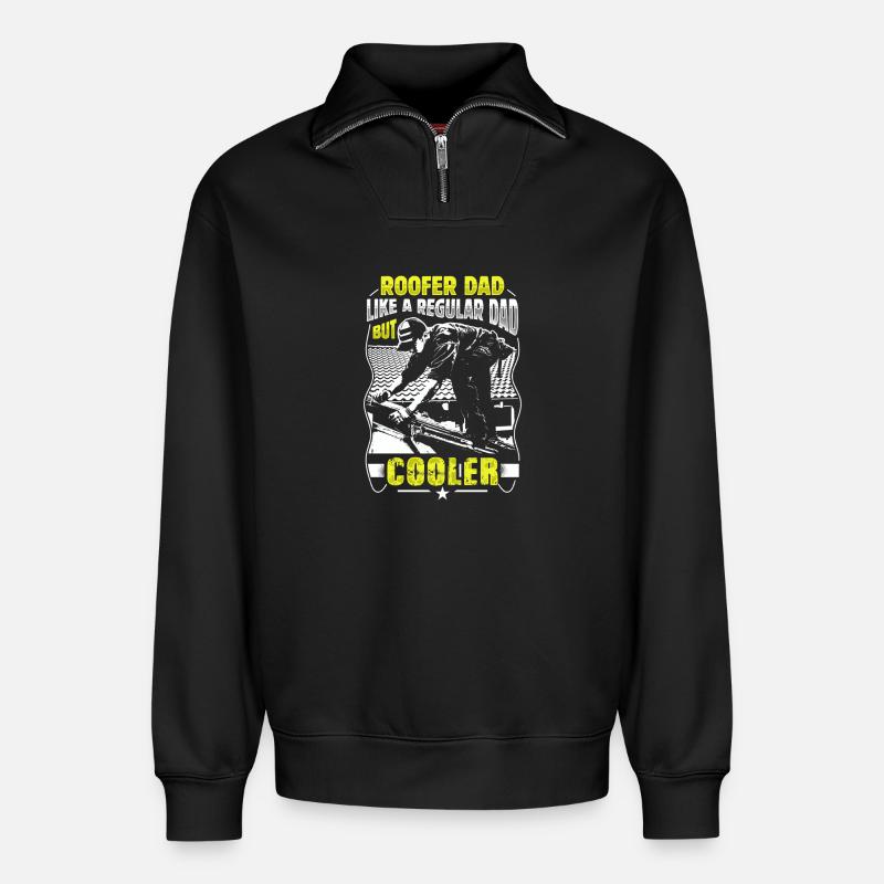 Dachdecker Papa Cooler Handwerker Geschenk - Relaxed Unisex Organic Half Zip Sweatshirt – von SPREAD - Schwarz