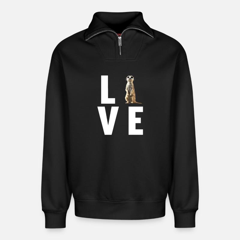 Meerkat Erdmännchen - Relaxed Unisex Organic Half Zip Sweatshirt – von SPREAD - Schwarz