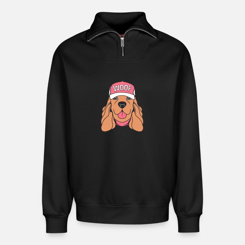 Cocker Spaniel Vater - Relaxed Unisex Organic Half Zip Sweatshirt – von SPREAD - Schwarz