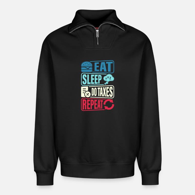 Eat, sleep, control, repeat - Relaxed Unisex Organic Half Zip Sweatshirt – by SPREAD - black