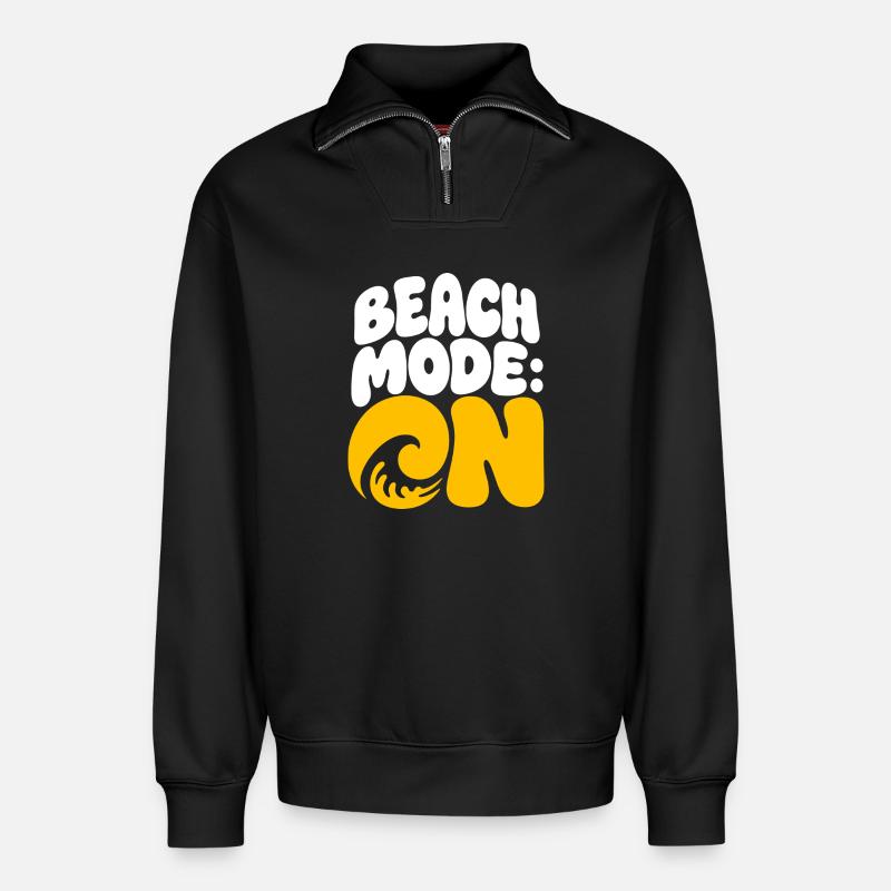 Beach Mode Summer Wave Design - Relaxed Unisex Organic Half Zip Sweatshirt – von SPREAD - Schwarz