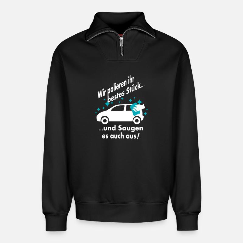 Auto Wäsche - Relaxed Unisex Organic Half Zip Sweatshirt – von SPREAD - Schwarz