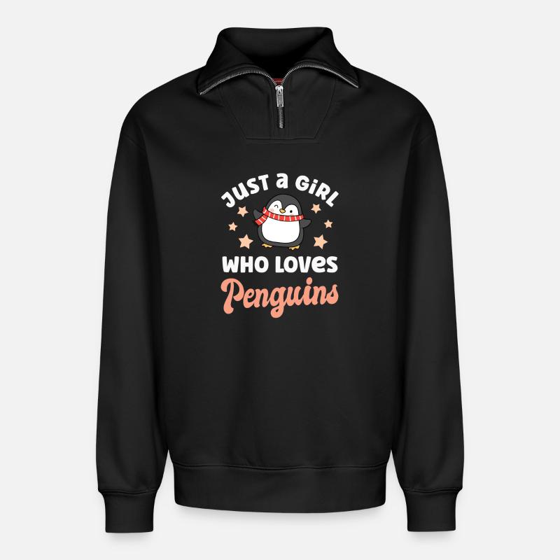 Pinguin Pinguine - Relaxed Unisex Organic Half Zip Sweatshirt – von SPREAD - Schwarz