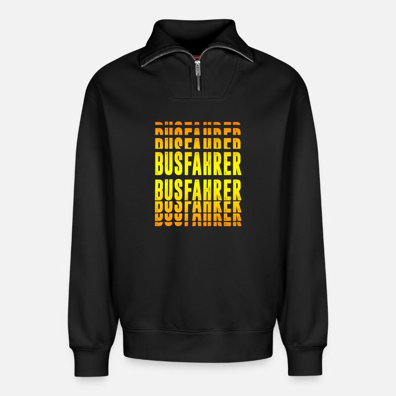 Busfahrer Design - Relaxed Unisex Organic Half Zip Sweatshirt – von SPREAD - Schwarz