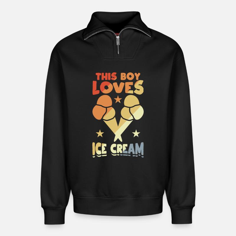 Dieser Junge liebt Eiscreme - Relaxed Unisex Organic Half Zip Sweatshirt – von SPREAD - Schwarz