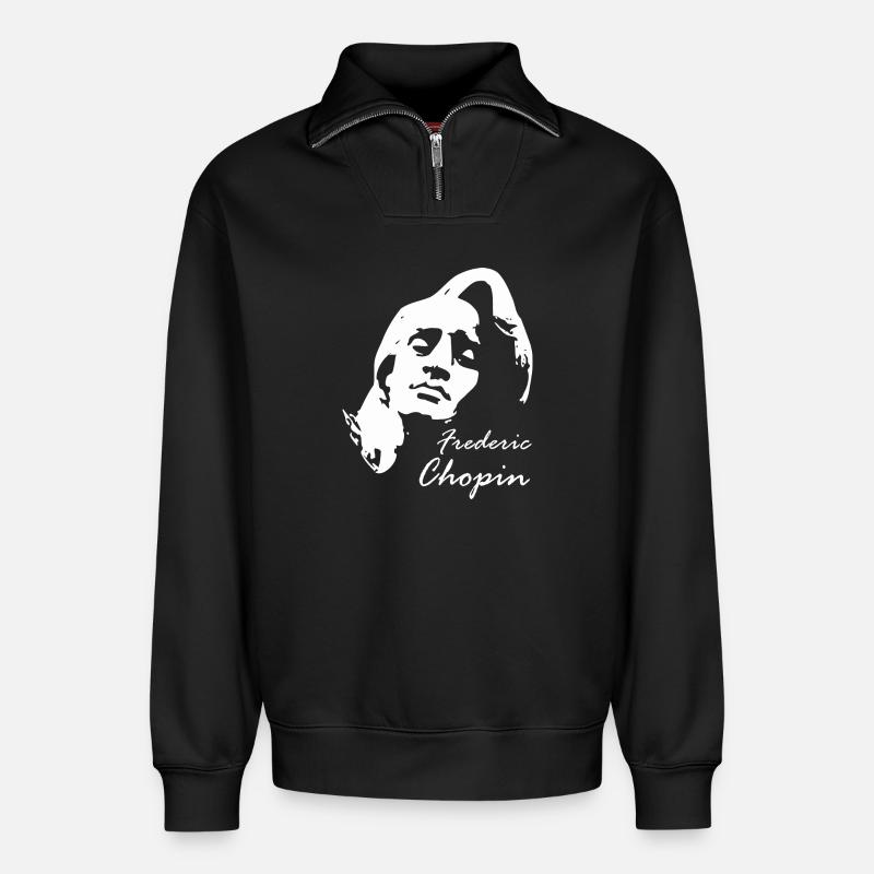 Chopin Frédéric - Sweat unisexe décontracté en coton biologique à demi-zip – de SPREAD - noir